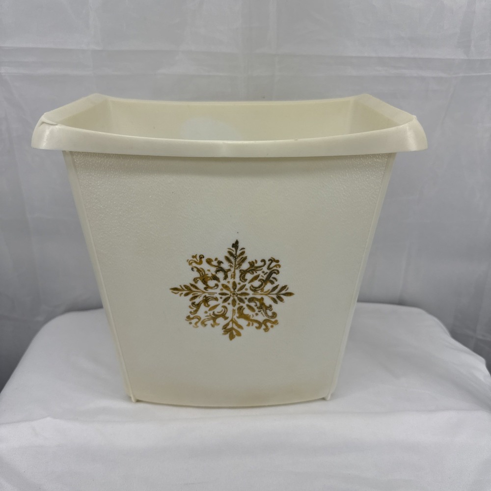 Vintage plastic waste basket garbage can‎ White/Cream Bin Container